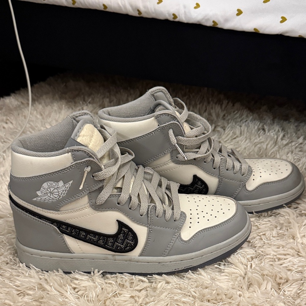 Dior Gray and White Air Jordan’s